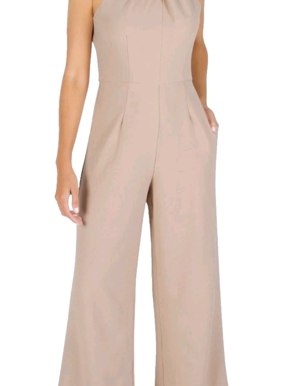 julia jordan Sleeveless Wide-Leg Jumpsuit in Beige Taupe